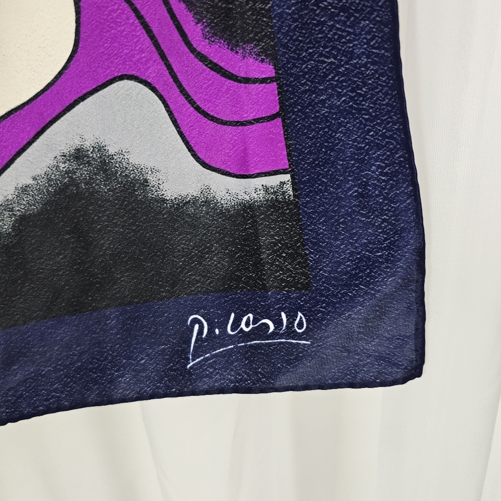 Vintage Picasso Square Scarf Abstract Cubism - Picture 6 of 7